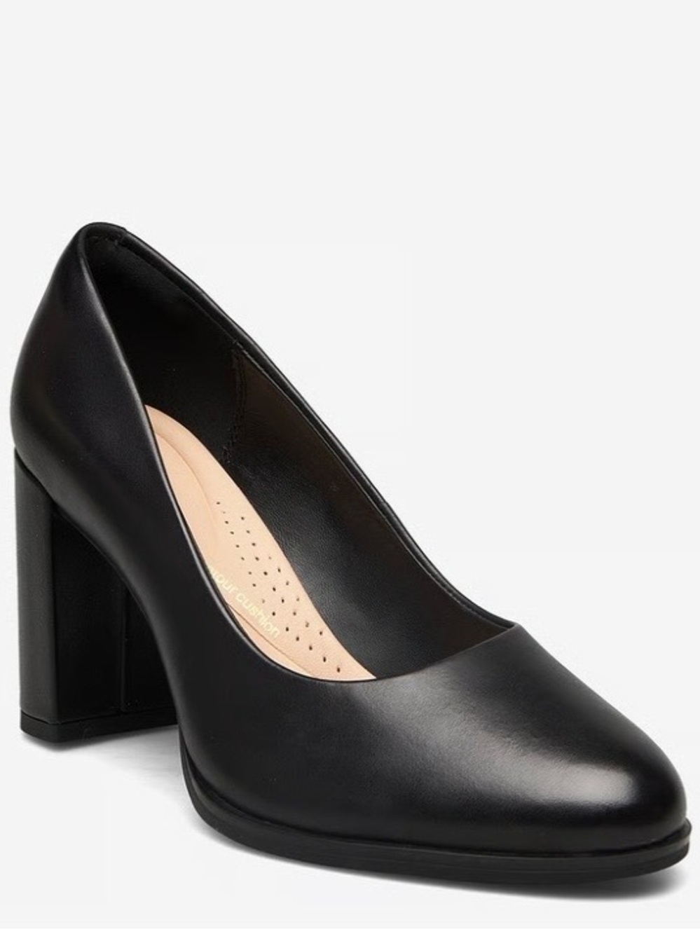 Clarks Black Leather Block Heel Pumps Size 10